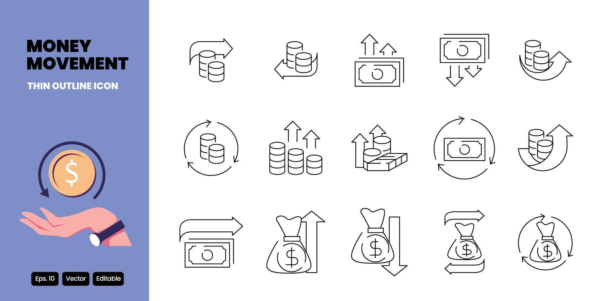 money movement thin outline icon design good for web and mobile app vector