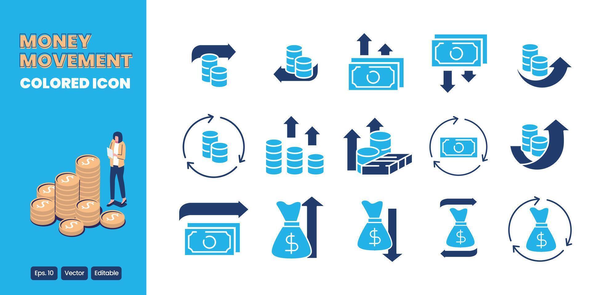 money movement colored icon design good for web and mobile app vector