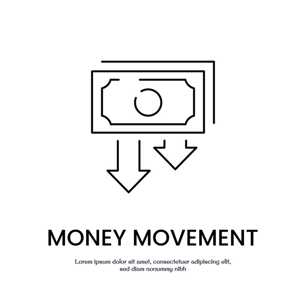 money moving down thin outline icon design good for web or mobile app vector