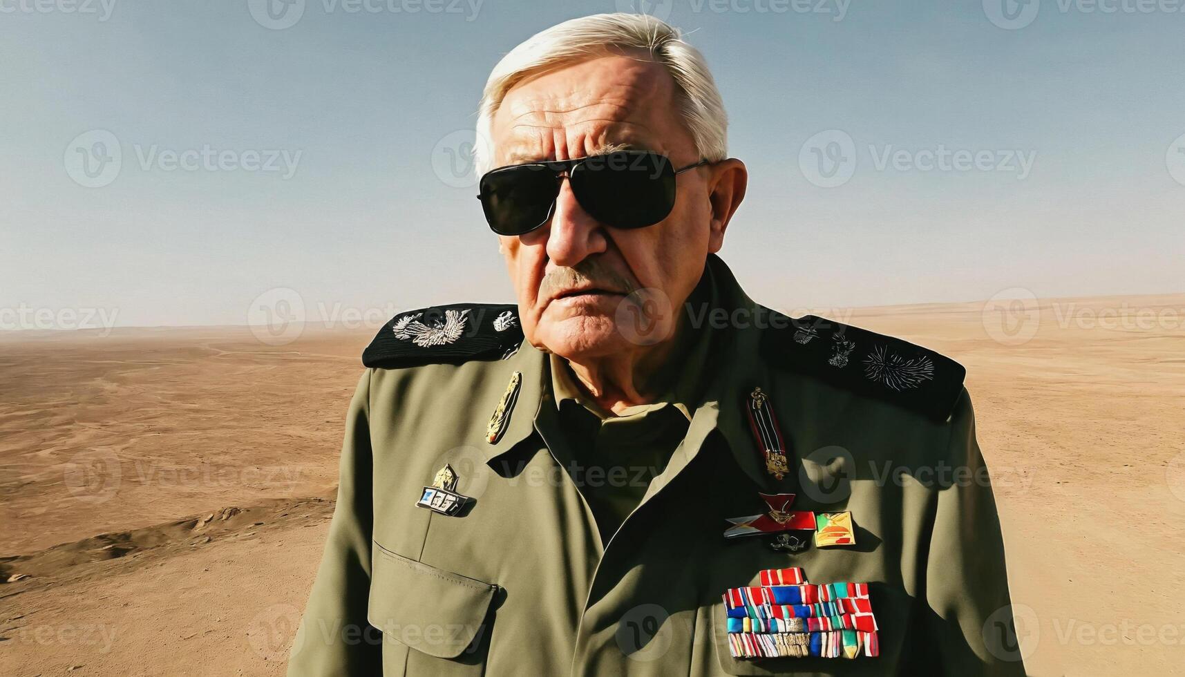 photo of older commander soldier in combat armor outfit on mission scene ,