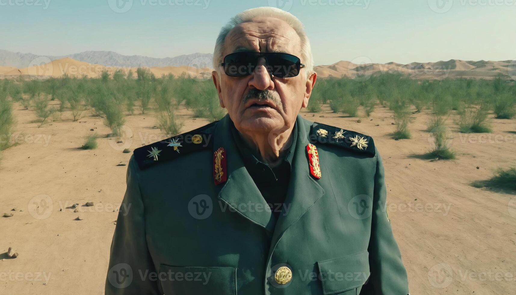 photo of older commander soldier in combat armor outfit on mission scene ,