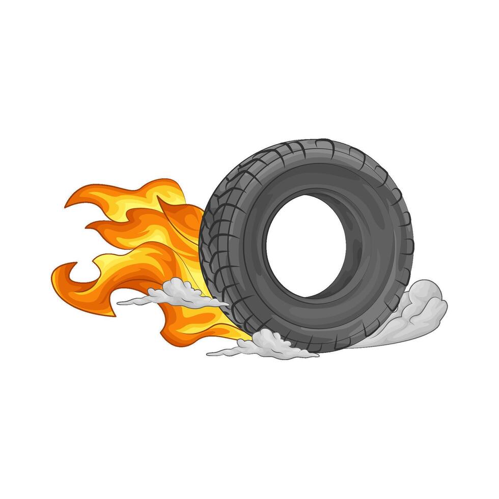 Illustration of burning tire vector