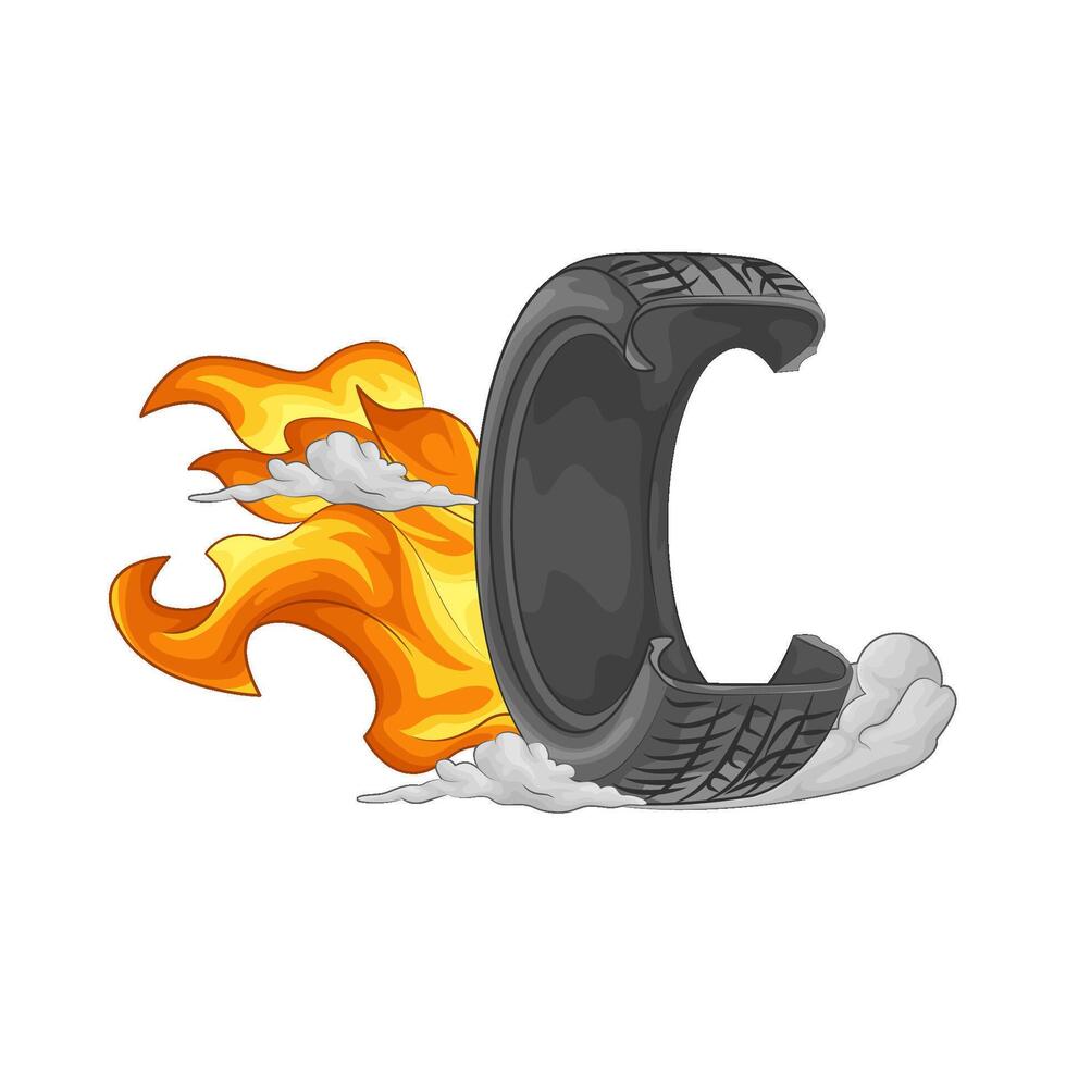 Illustration of burning tire vector