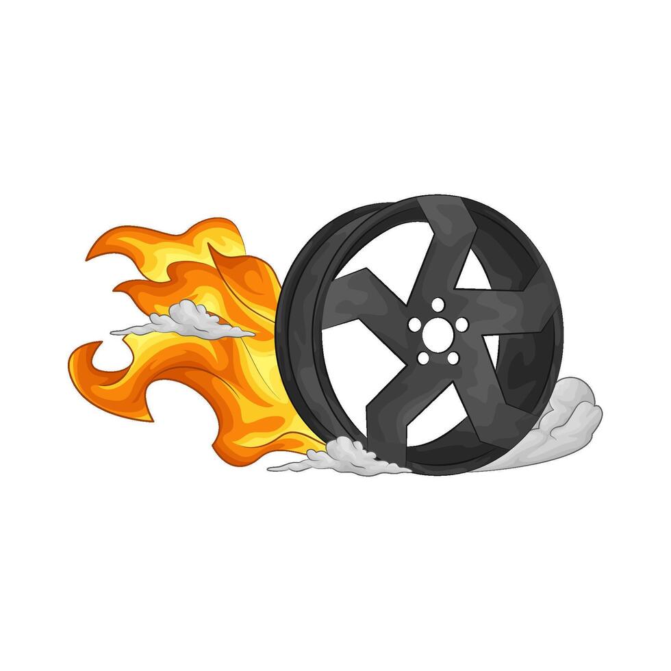 Illustration of burning tire vector