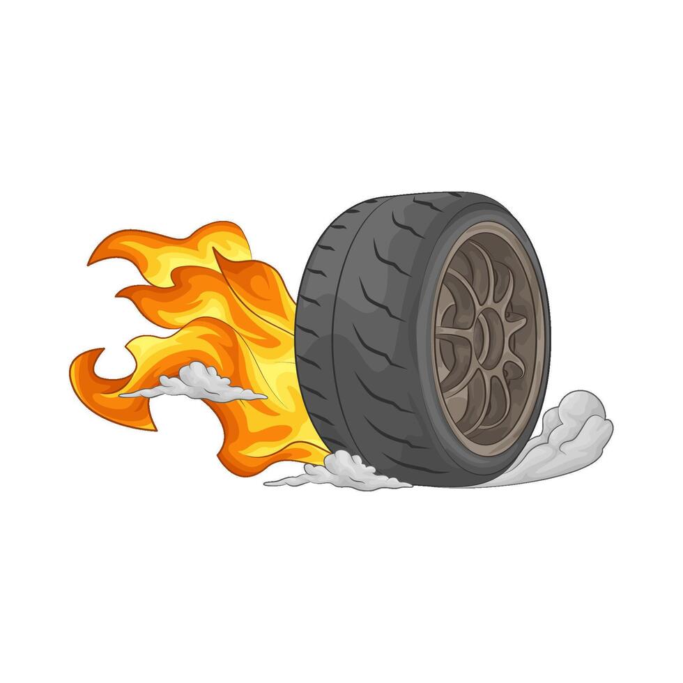 Illustration of burning tire vector