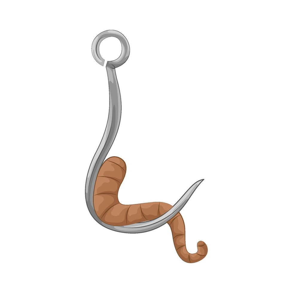 Illustration of fishing hook with worm vector