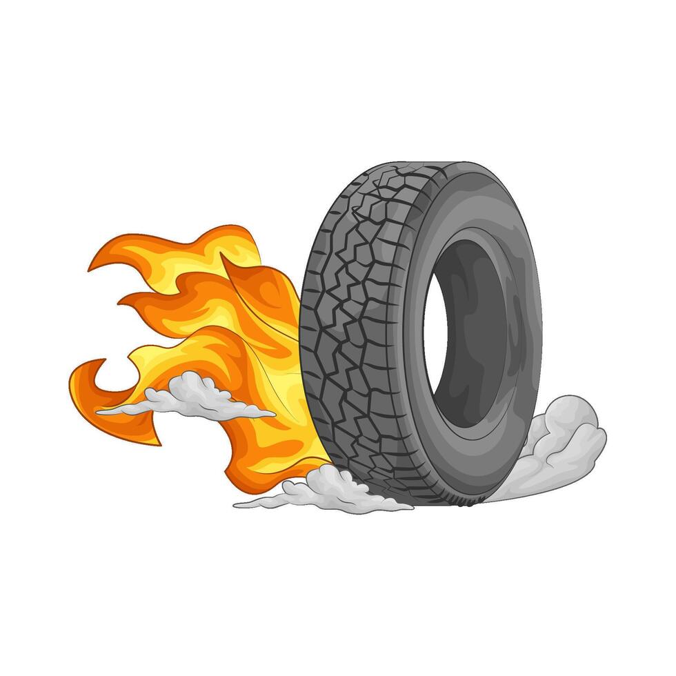 Illustration of burning tire vector