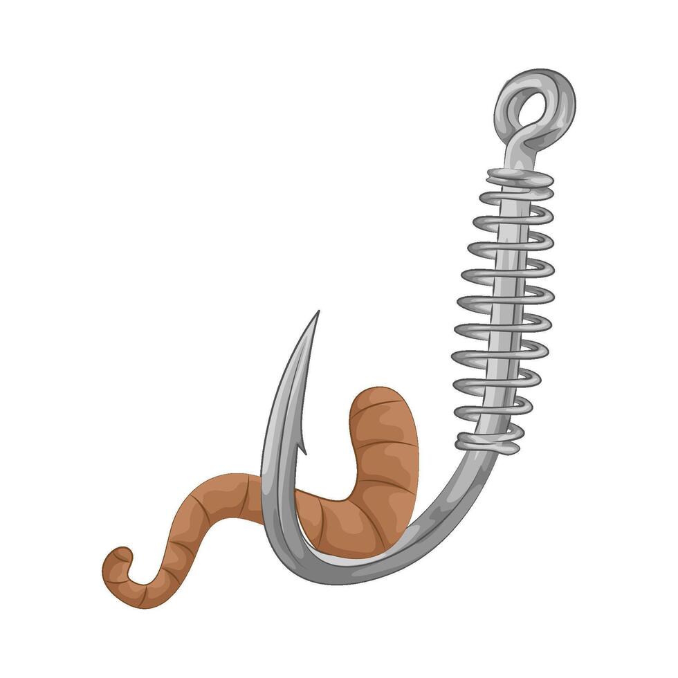 Illustration of fishing hook with worm vector