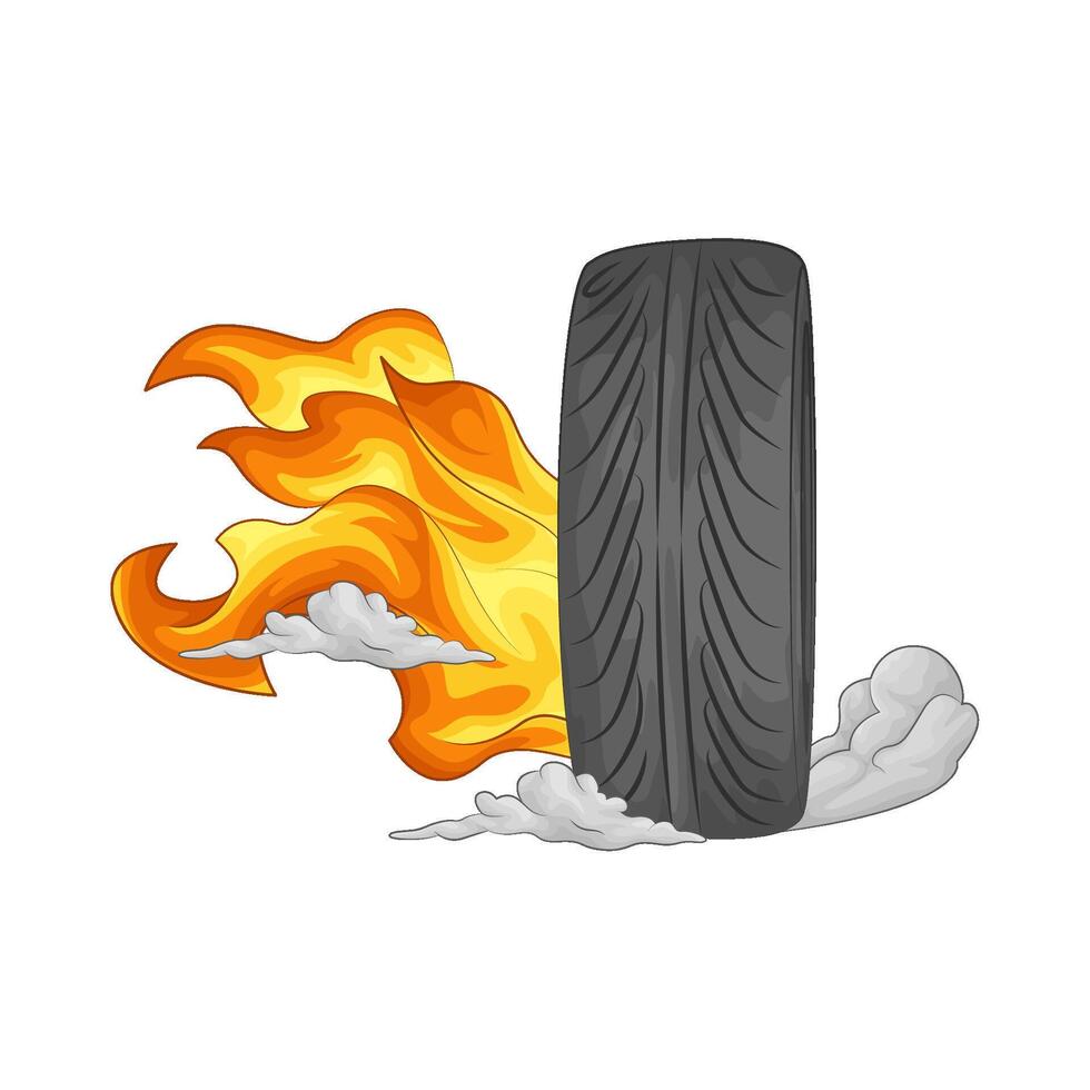 Illustration of burning tire vector