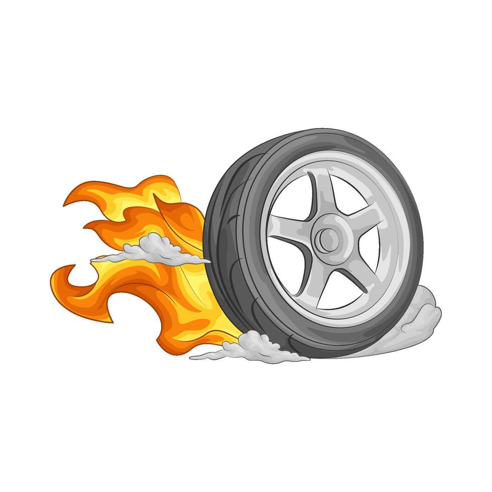 Illustration of burning tire vector