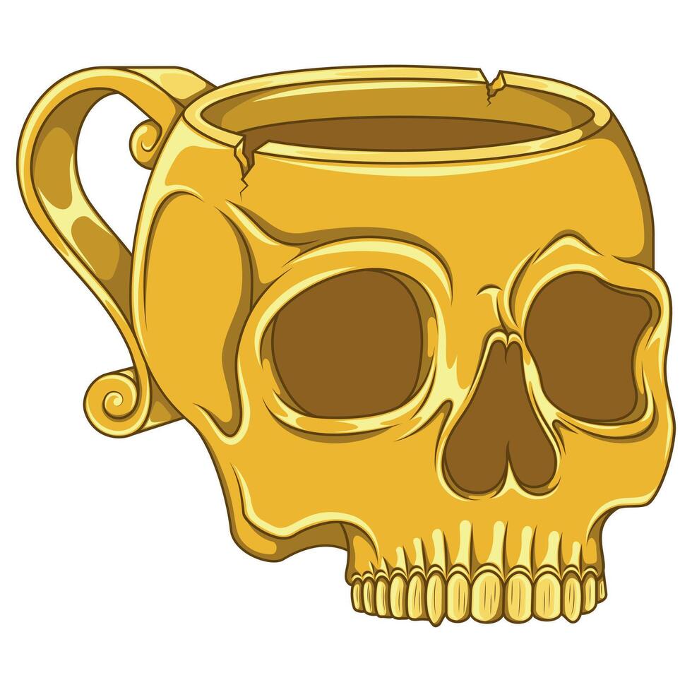 Porcelain tea cup in the shape of a human skull vector