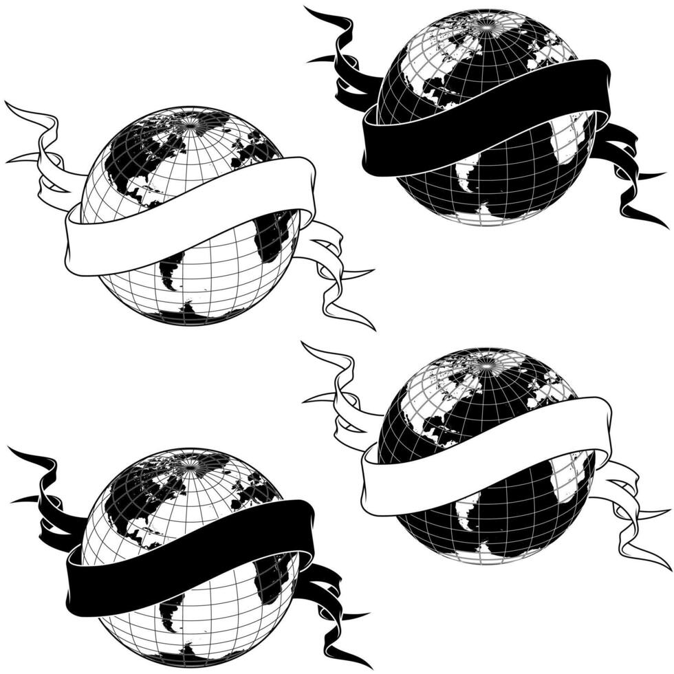 Planet earth surrounded with ribbon vector