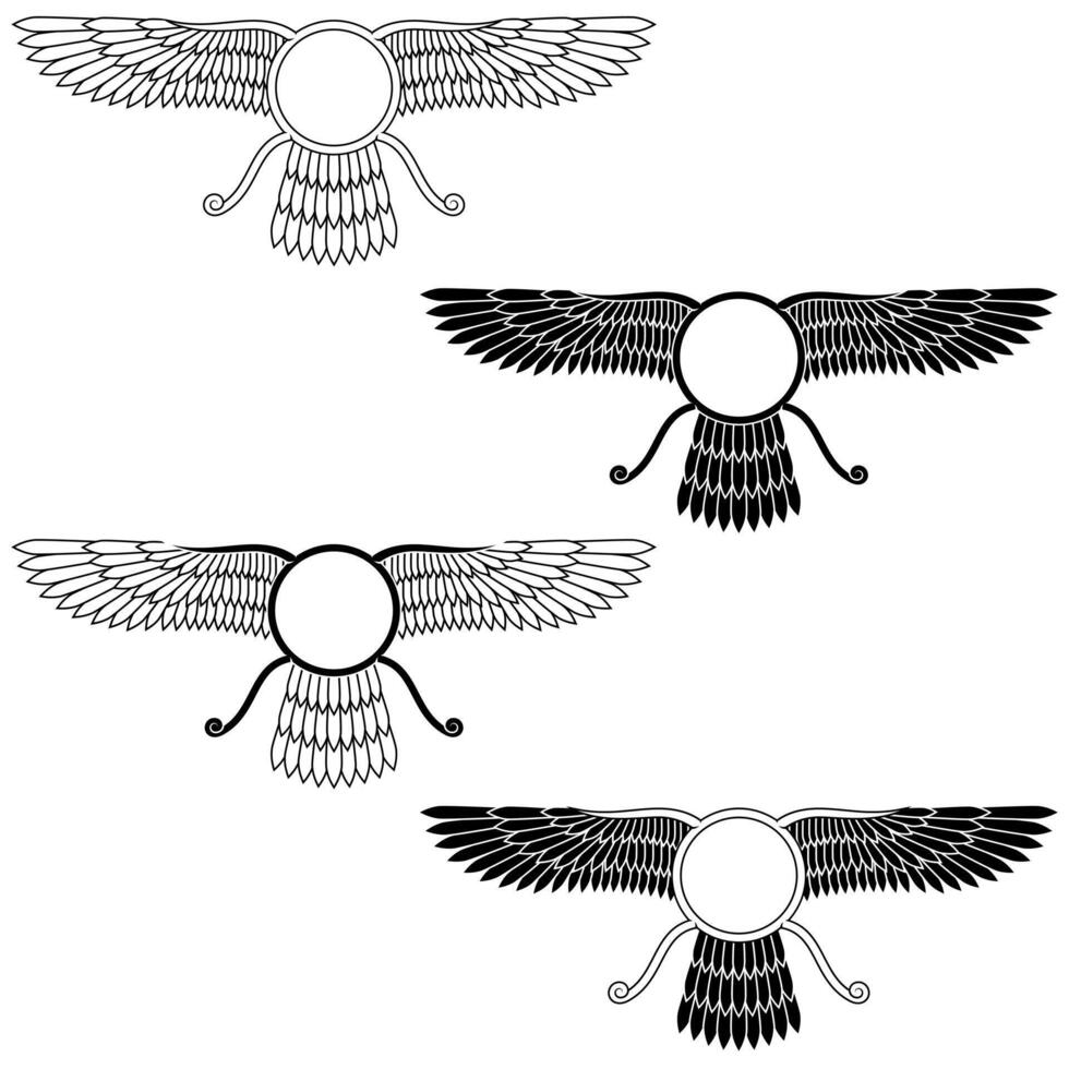 winged solar disk of the Zoroastrian religion vector