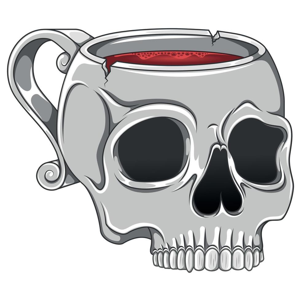 Porcelain tea cup in the shape of a human skull vector