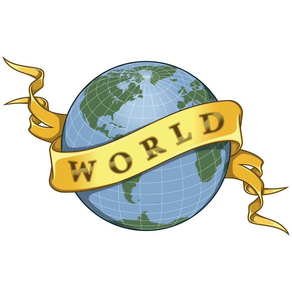 Planet earth surrounded with ribbon vector