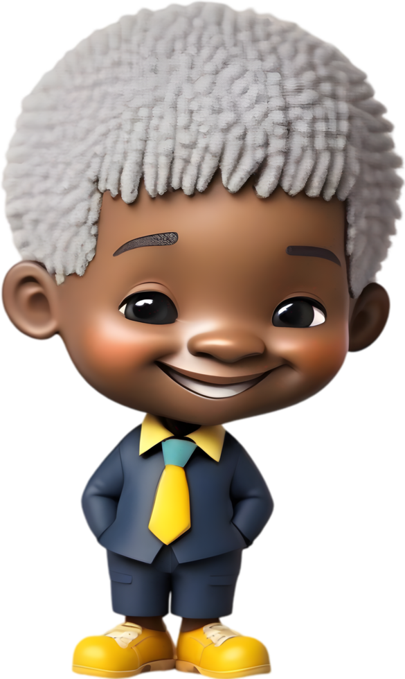 Adorable cartoon boy with big eyes and charming smile. . png