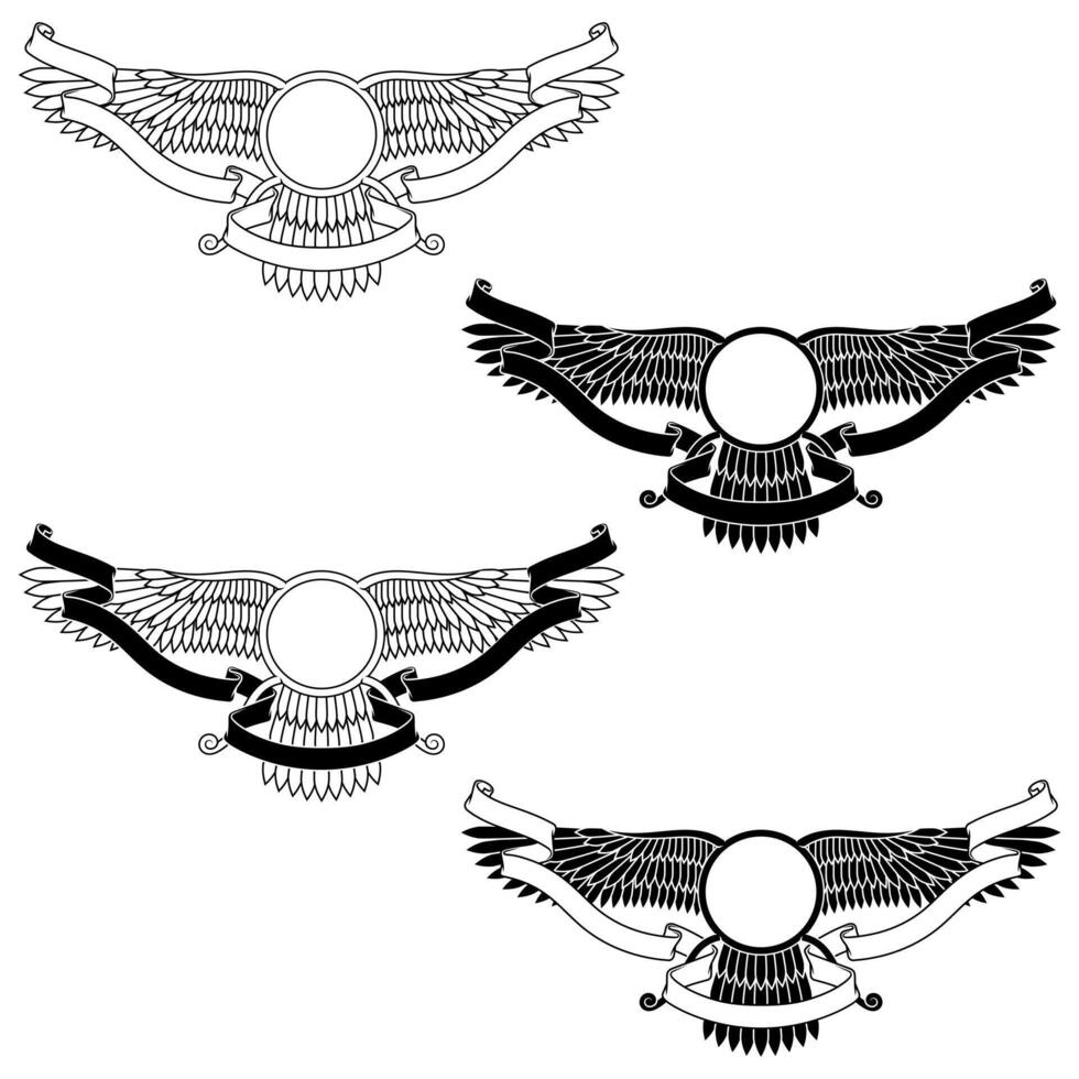 Zoroastrian winged solar disk with ribbon vector
