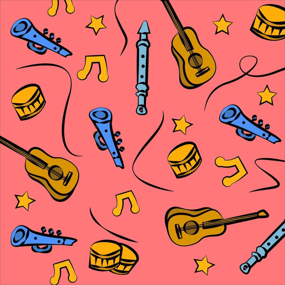 Music doodle seamless pattern illustration vector