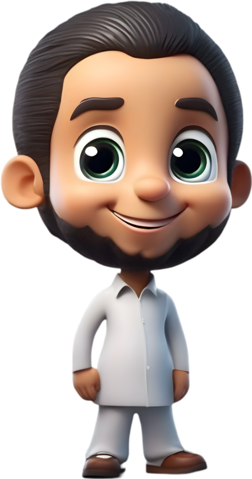 Adorable cartoon boy with big eyes and charming smile. . png