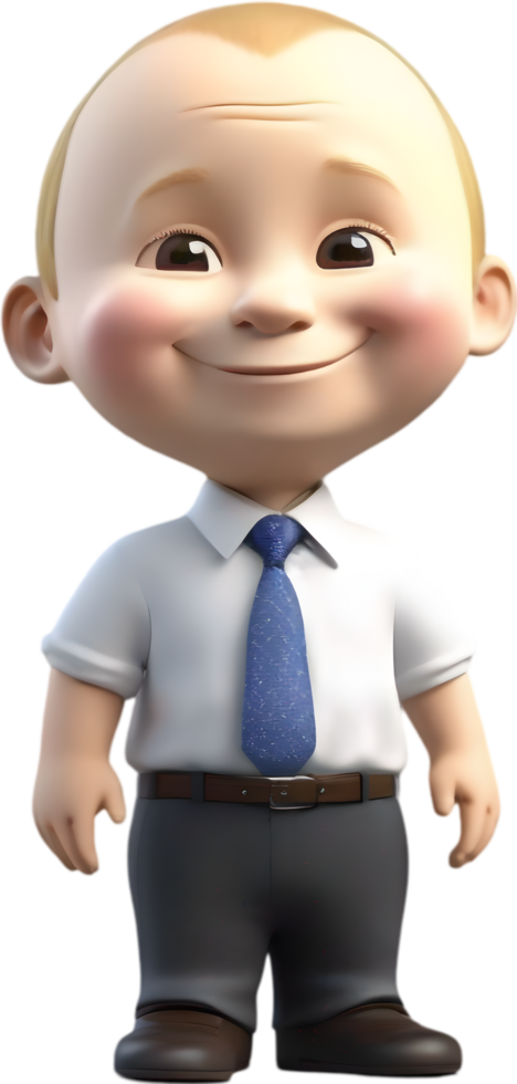 Adorable cartoon boy with big eyes and charming smile. . png