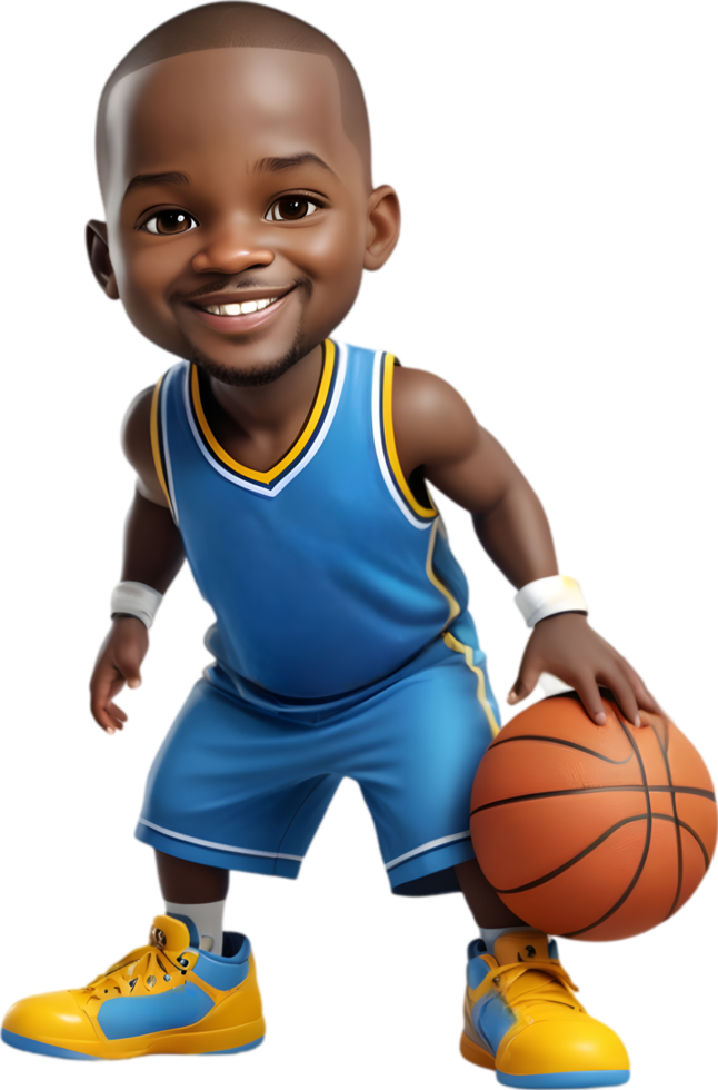 Adorable boy in miniature basketball uniform. . png