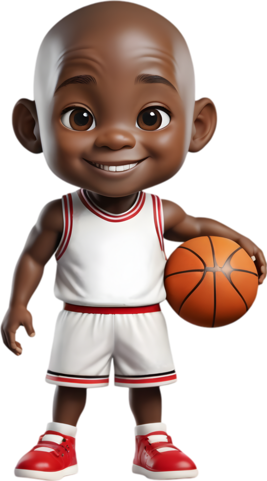 Adorable boy in miniature basketball uniform. . png