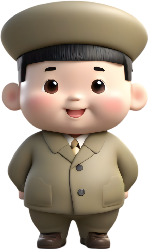 Adorable cartoon boy with big eyes and charming smile. . png