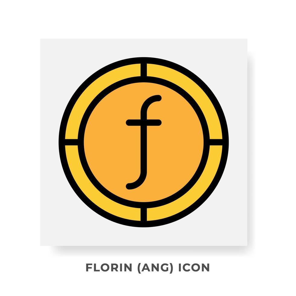 Florin ANG Currency Icon. Netherlands Financial Symbol Flat Icons, in golden color Graphic Design. vector