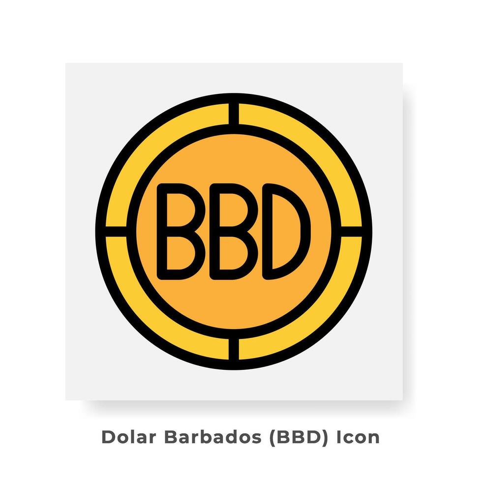 Dollar BBD Currency Icon. Barbados Financial Symbol Flat Icons, in golden color Graphic Design. vector