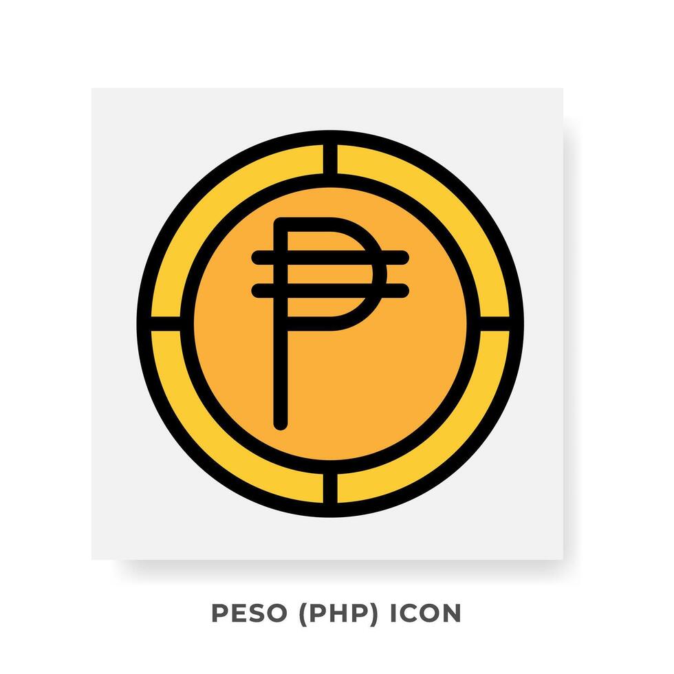 Peso PHP Currency Icon. Philippines Financial Symbol Flat Icons, in Golden Color Graphic Design. vector