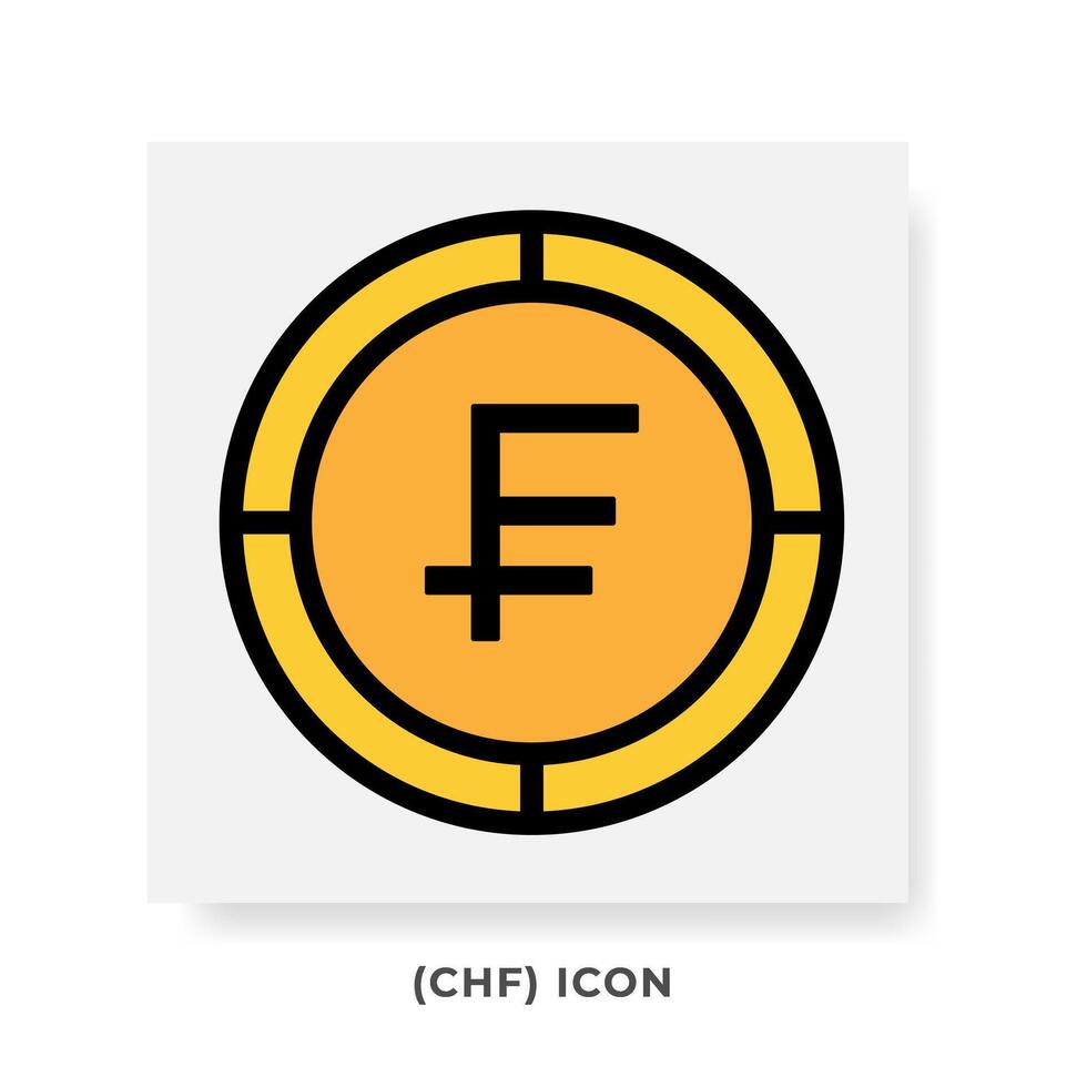 Franc CHF Currency Icon. Swiss Financial Symbol Flat Icons, in golden color Graphic Design. vector