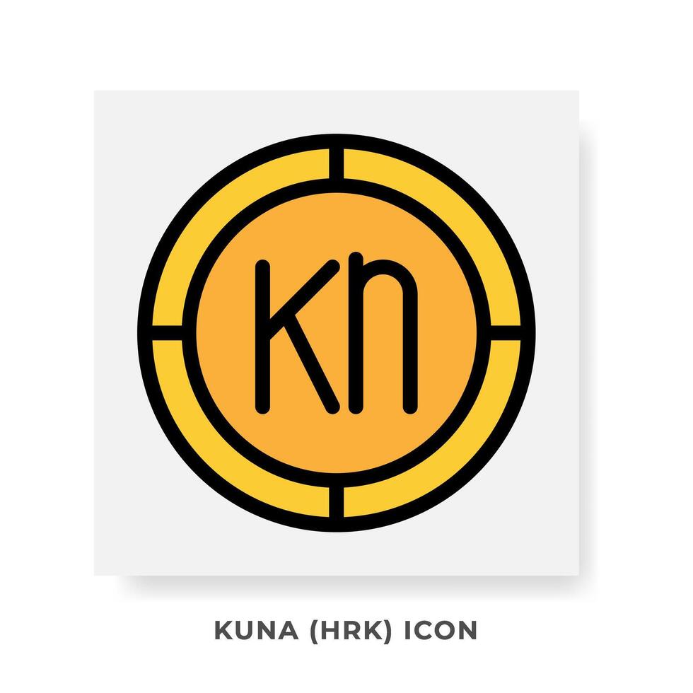 Kuna HRK Currency Icon. Croatia Financial Symbol Flat Icons, in golden color Graphic Design. vector
