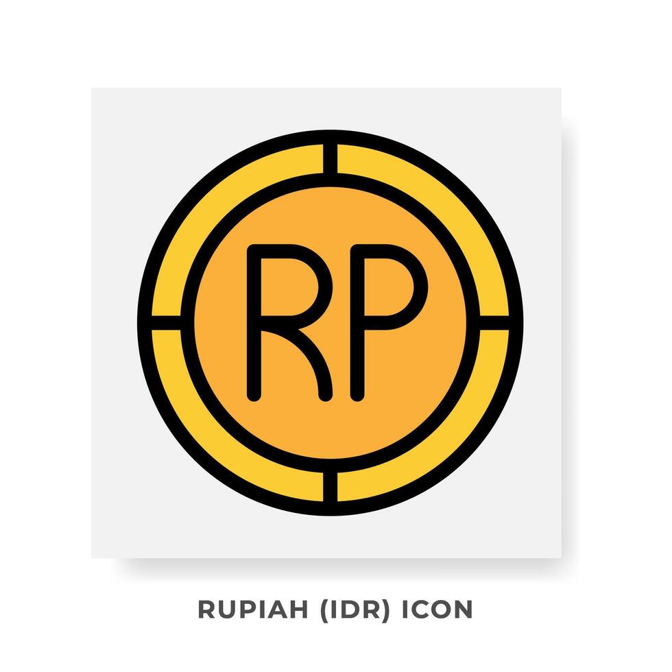 Rupiah IDR Currency Icon. Indonesian Financial Symbol Flat Icons, in Golden Color Graphic Design. vector