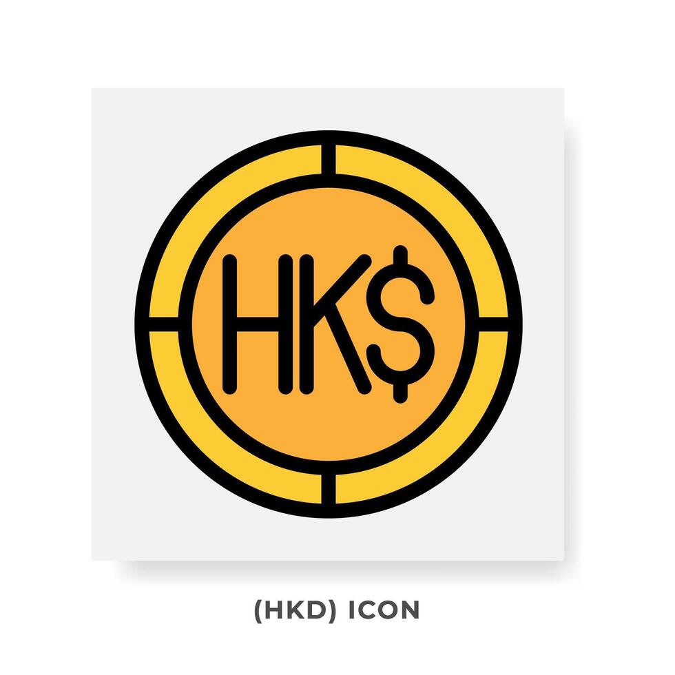 Dollar HKD Currency Icon. Hongkong Financial Symbol Flat Icons, in golden color Graphic Design. vector