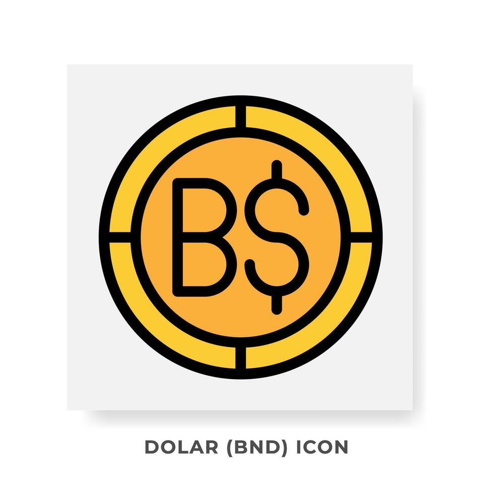 Dollar BSD Currency Icon. Brunei Financial Symbol Flat Icons, in golden color Graphic Design. vector