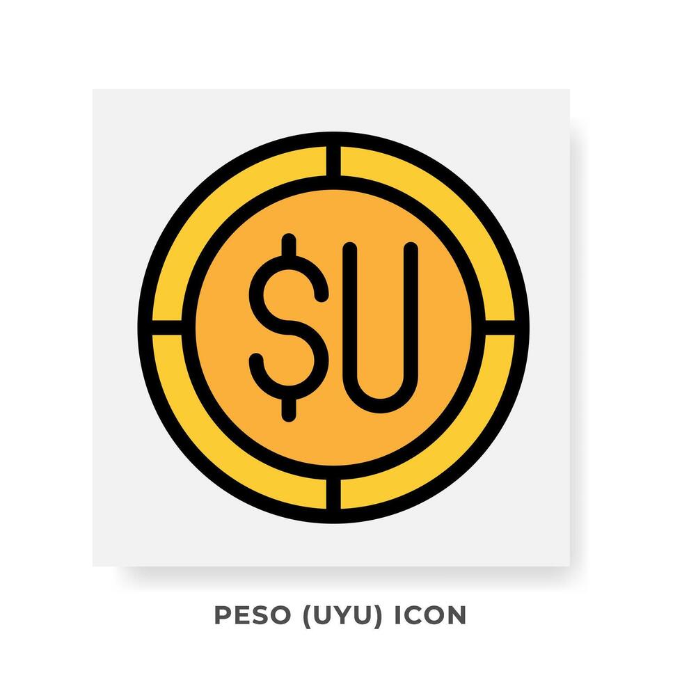Peso UYU Currency Icon. Uruguay Financial Symbol Flat Icons, in Golden Color Graphic Design. vector