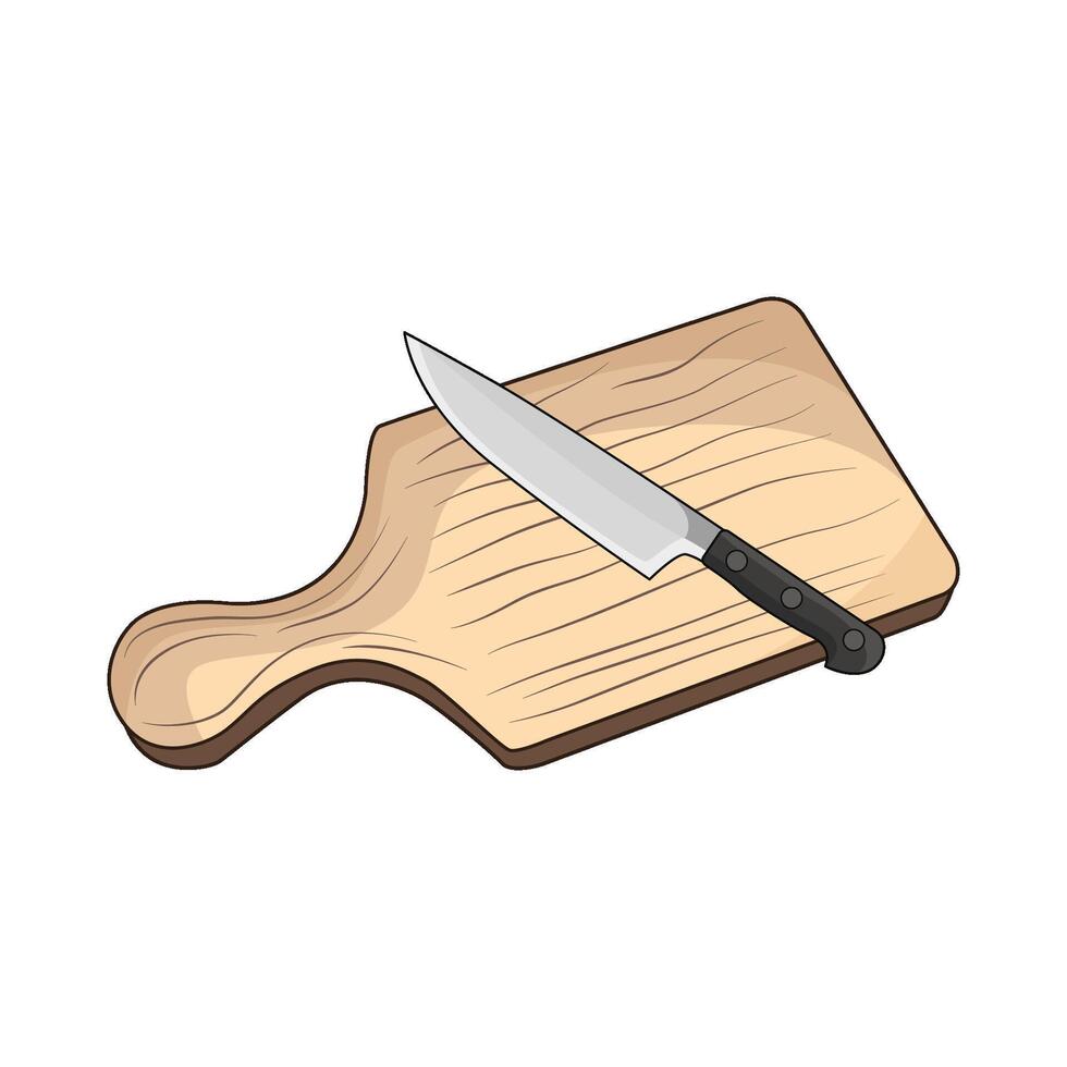 illustration of cutting board and knife vector