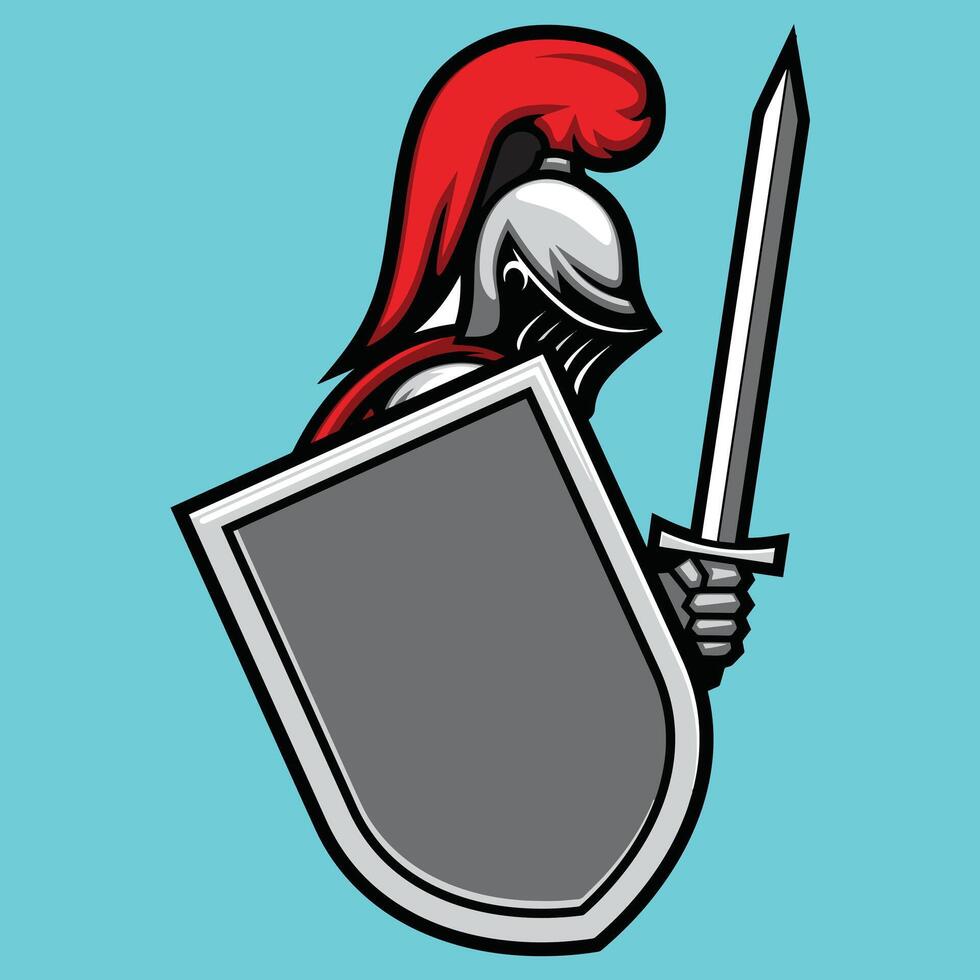Knight in Armor with Sword and Shield Flat Icon vector