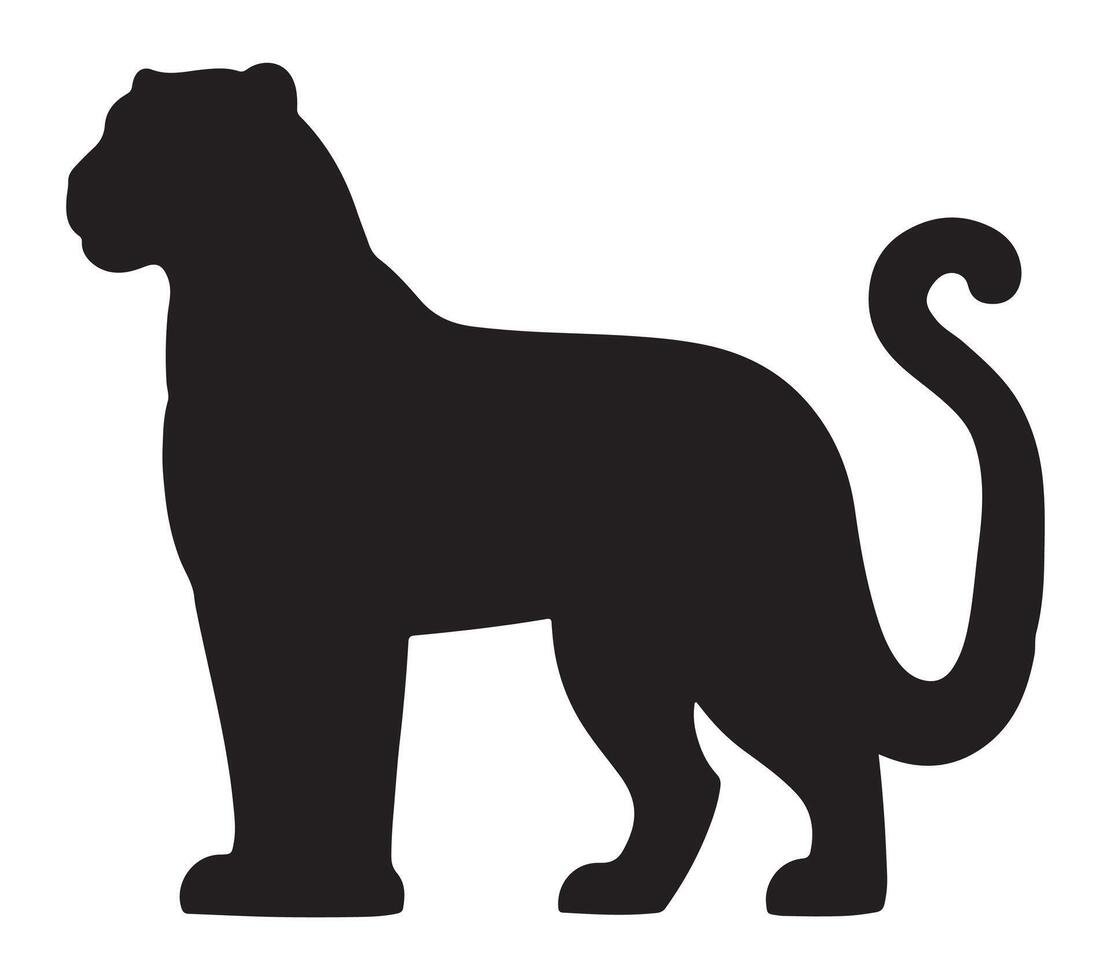 Amur Leopard Black Silhouette on white background vector