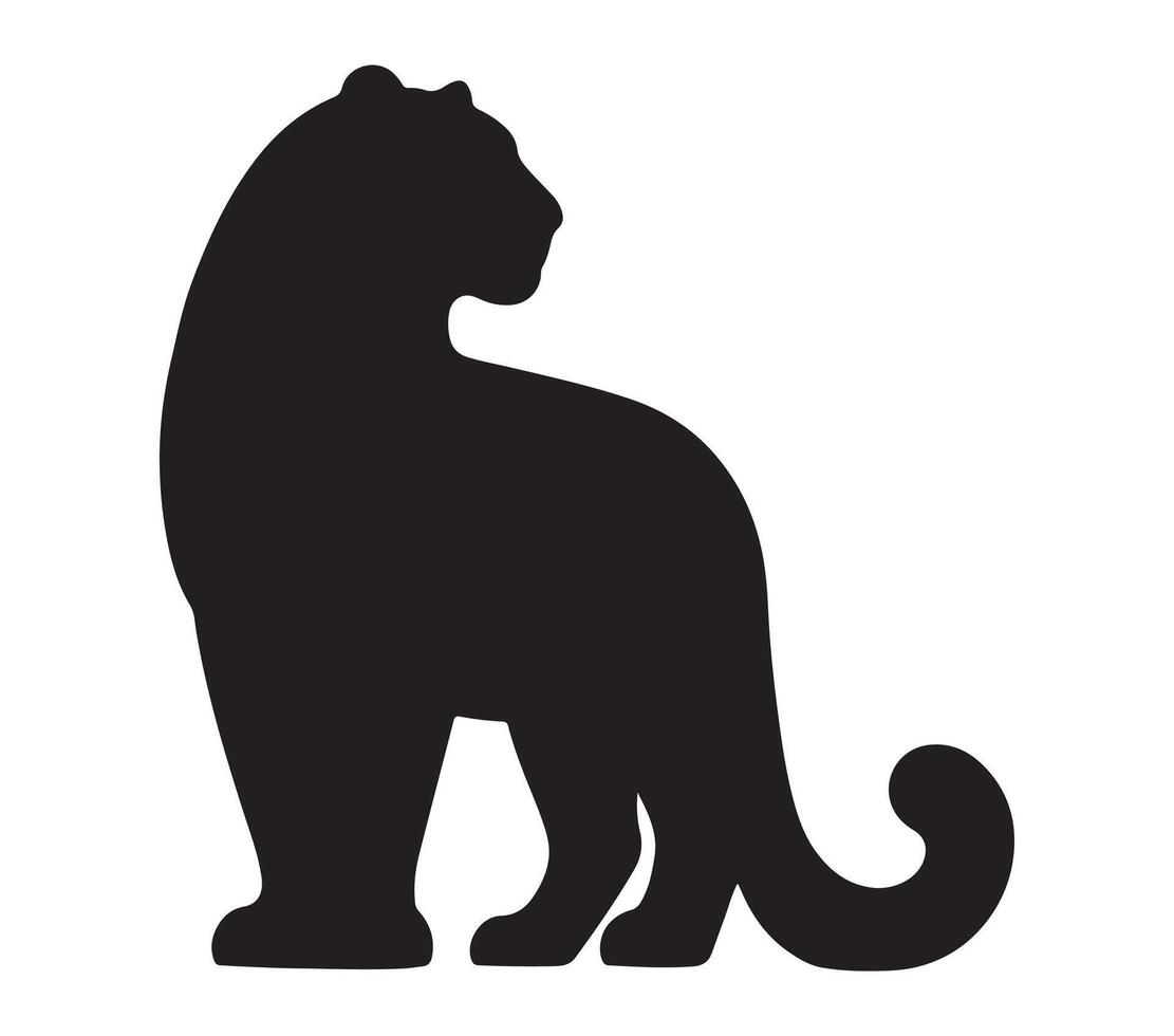 Amur Leopard Black Silhouette on white background vector