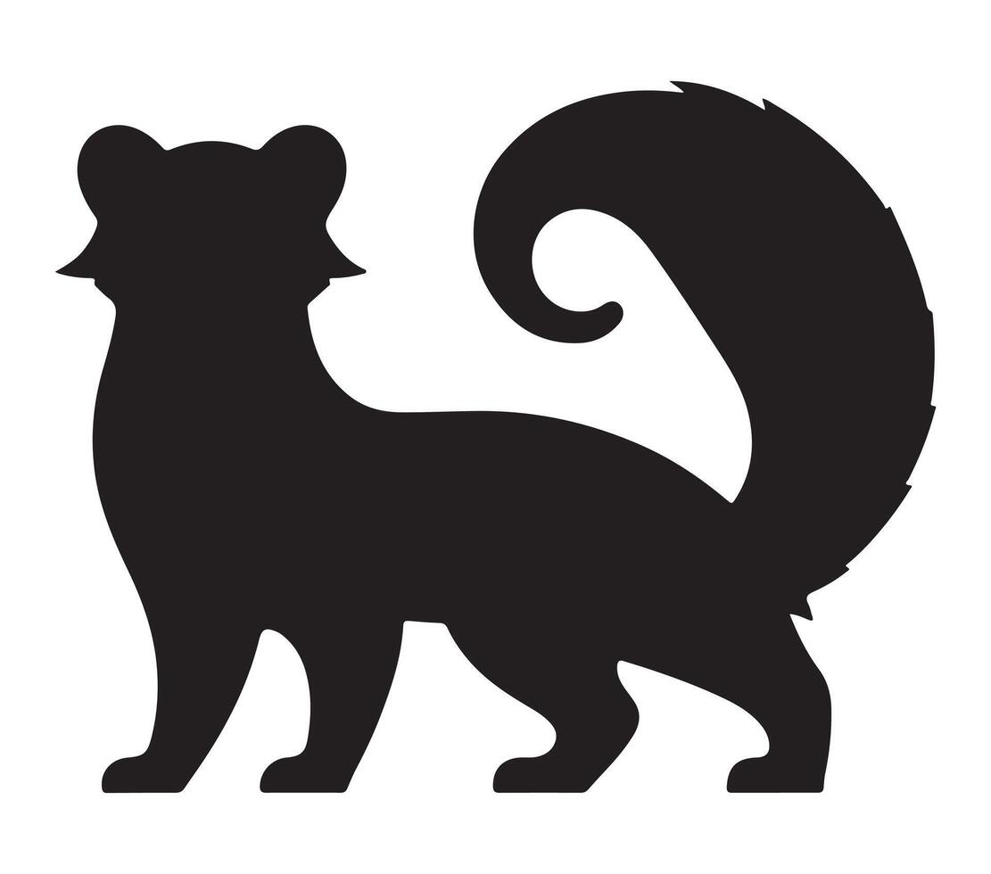 African Civet Black Silhouette on white background vector