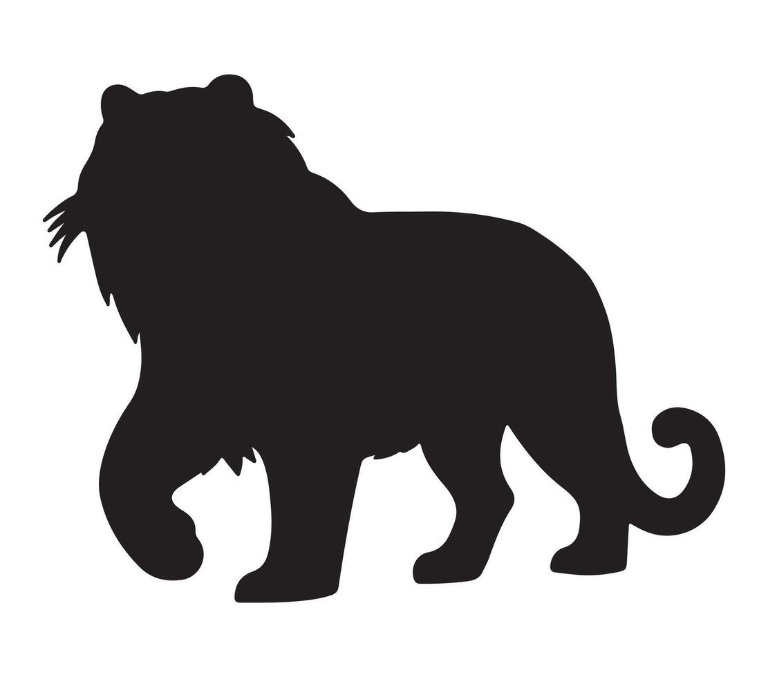Amur Tiger Black Silhouette on white background vector