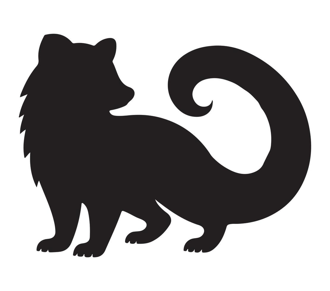 African Civet Black Silhouette on white background vector