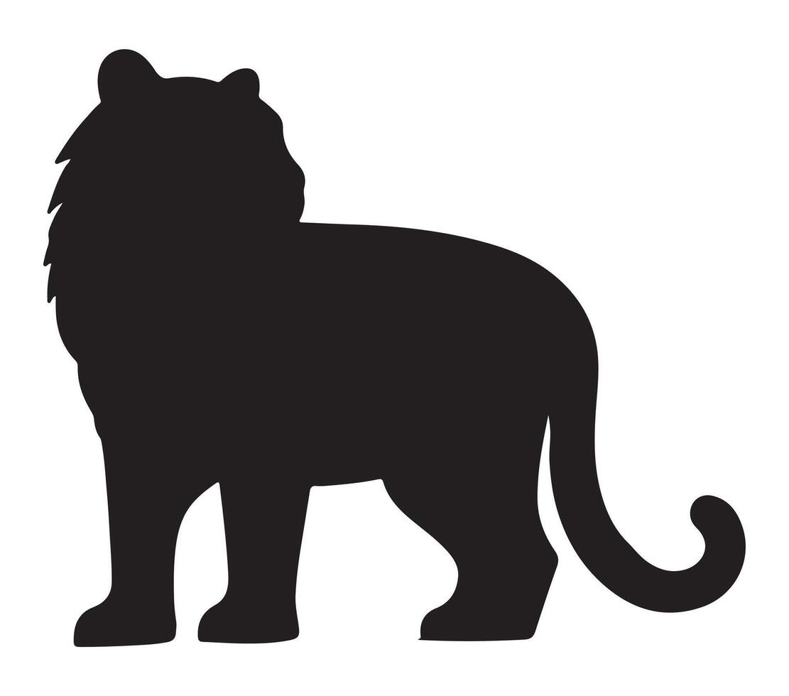 Amur Tiger Black Silhouette on white background vector