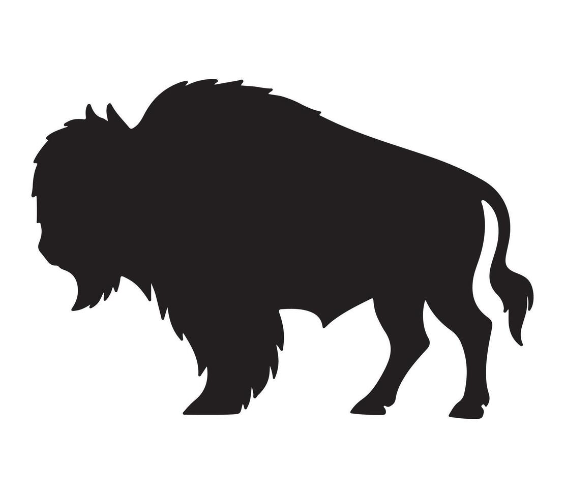 American Bison Black Silhouette on white background vector