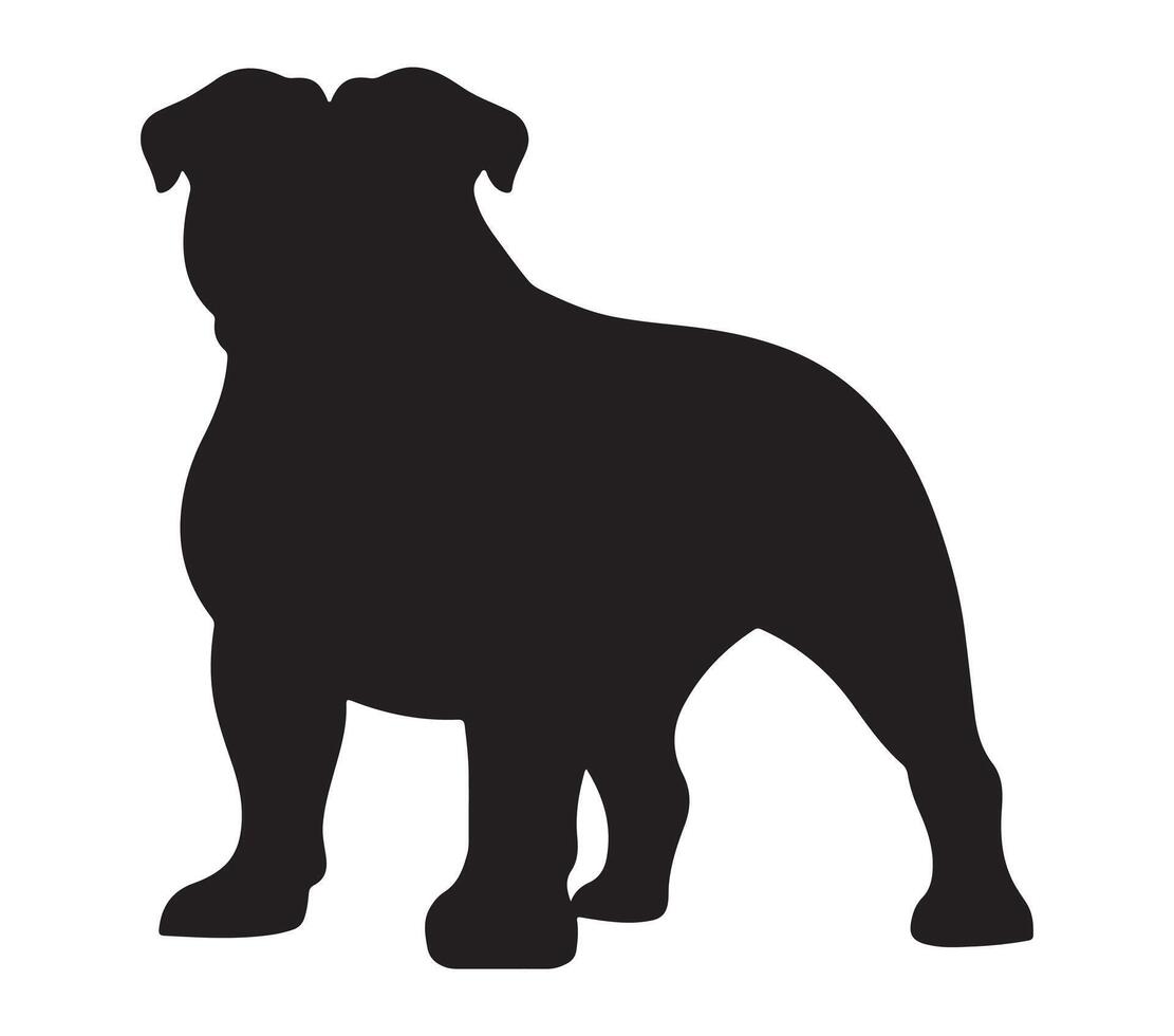 American Bulldog Black Silhouette on white background vector