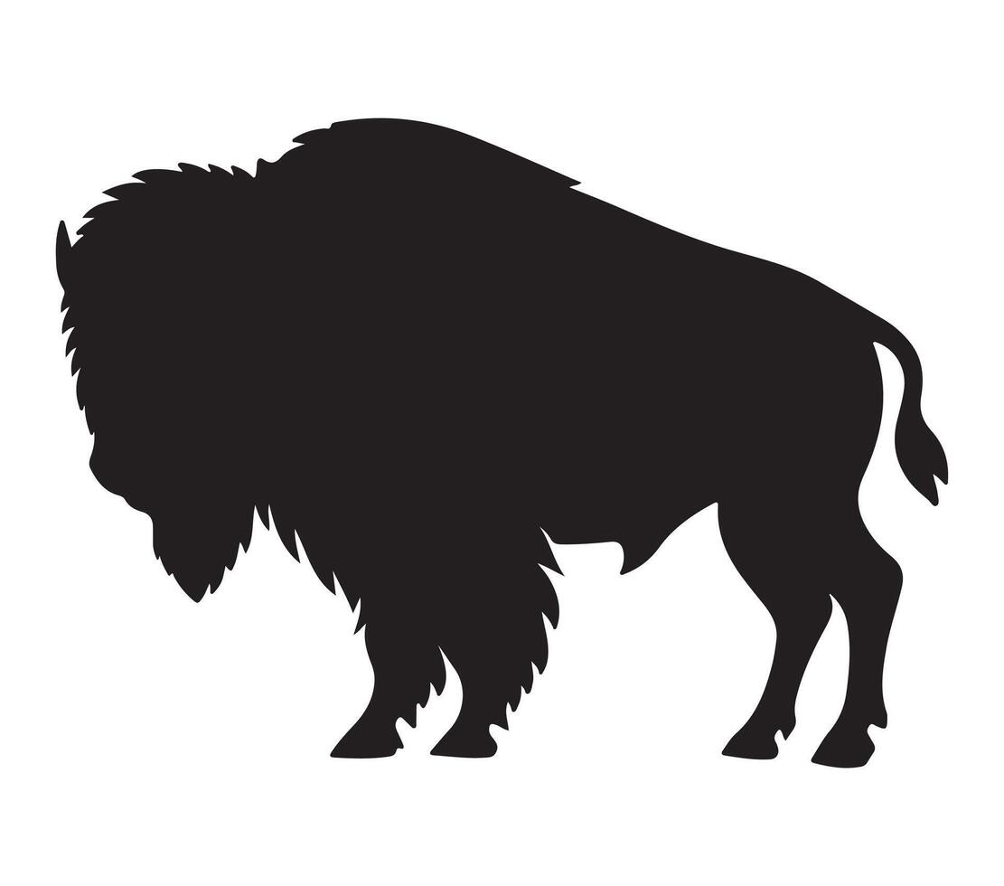 American Bison Black Silhouette on white background vector