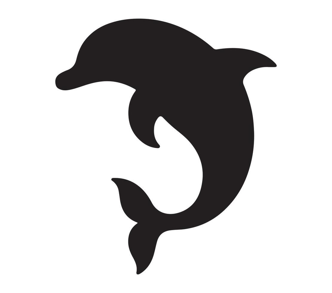 Amazon Dolphin Black Silhouette on white background vector
