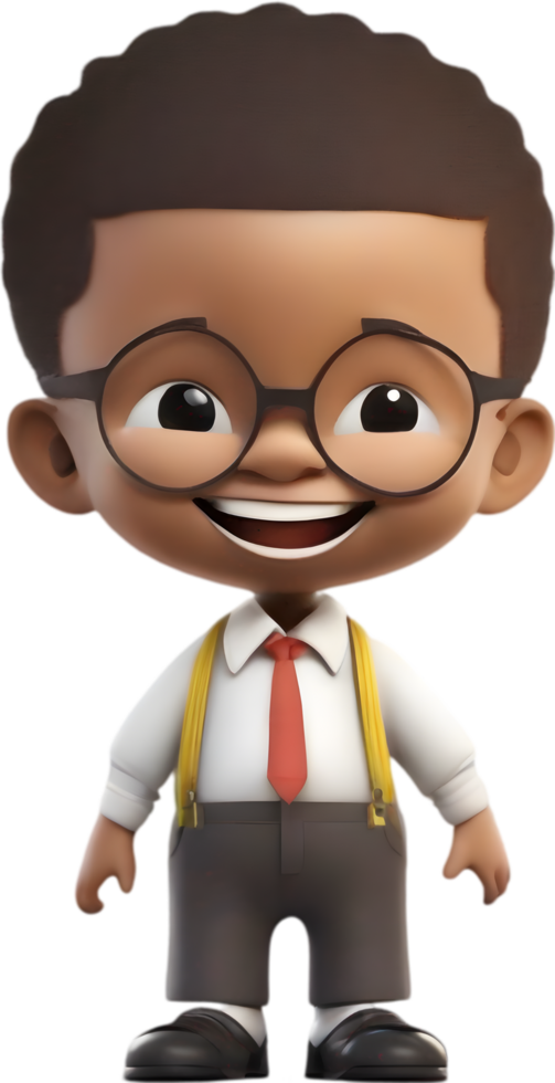 Adorable cartoon boy with big eyes and charming smile. . png