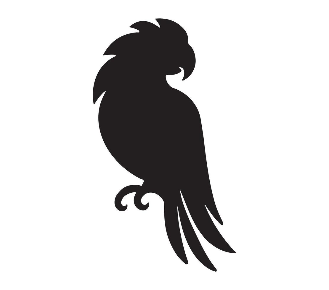 Amazon Parrot Black Silhouette on white background vector